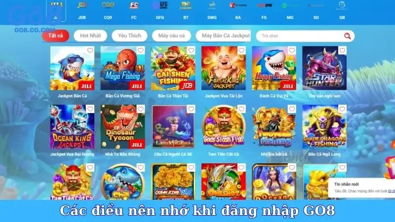 Các điều nên nhớ khi đăng nhập GO8